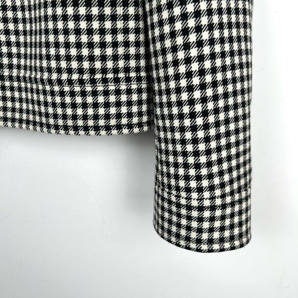 Miu Miu Womens Black & White Gingham Wool Jacket With Red Logo Patch Zip Front M - Picture 5 of 8